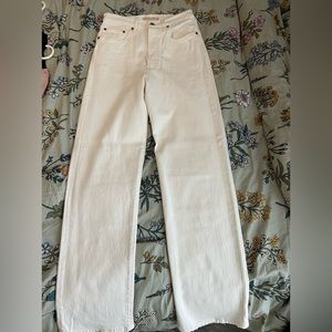 white levi ribcage straight ankle jeans